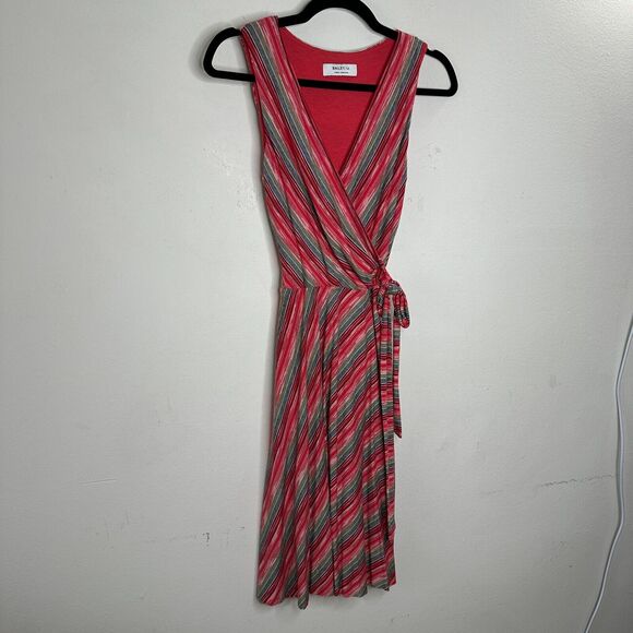 Bailey 44 Peach Blue & Green Striped Emile Sleeveless V-Neck Faux Wrap Dress XS - Picture 5 of 16